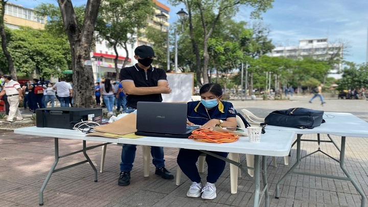 En el parque Santander fue puesta la sala de crisis donde se atendieron a los afectados./Foto: Alcaldía de Cúcuta-Simulacro-Municipal