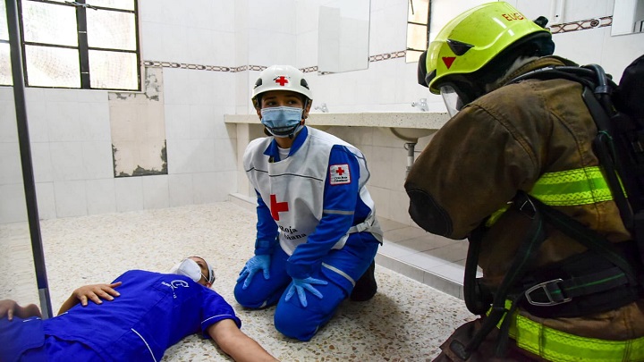 Se reportaron dos personas heridas en medio del simulacro del sismo./Foto: Alcaldía de Cúcuta-Simulacro-Municipal