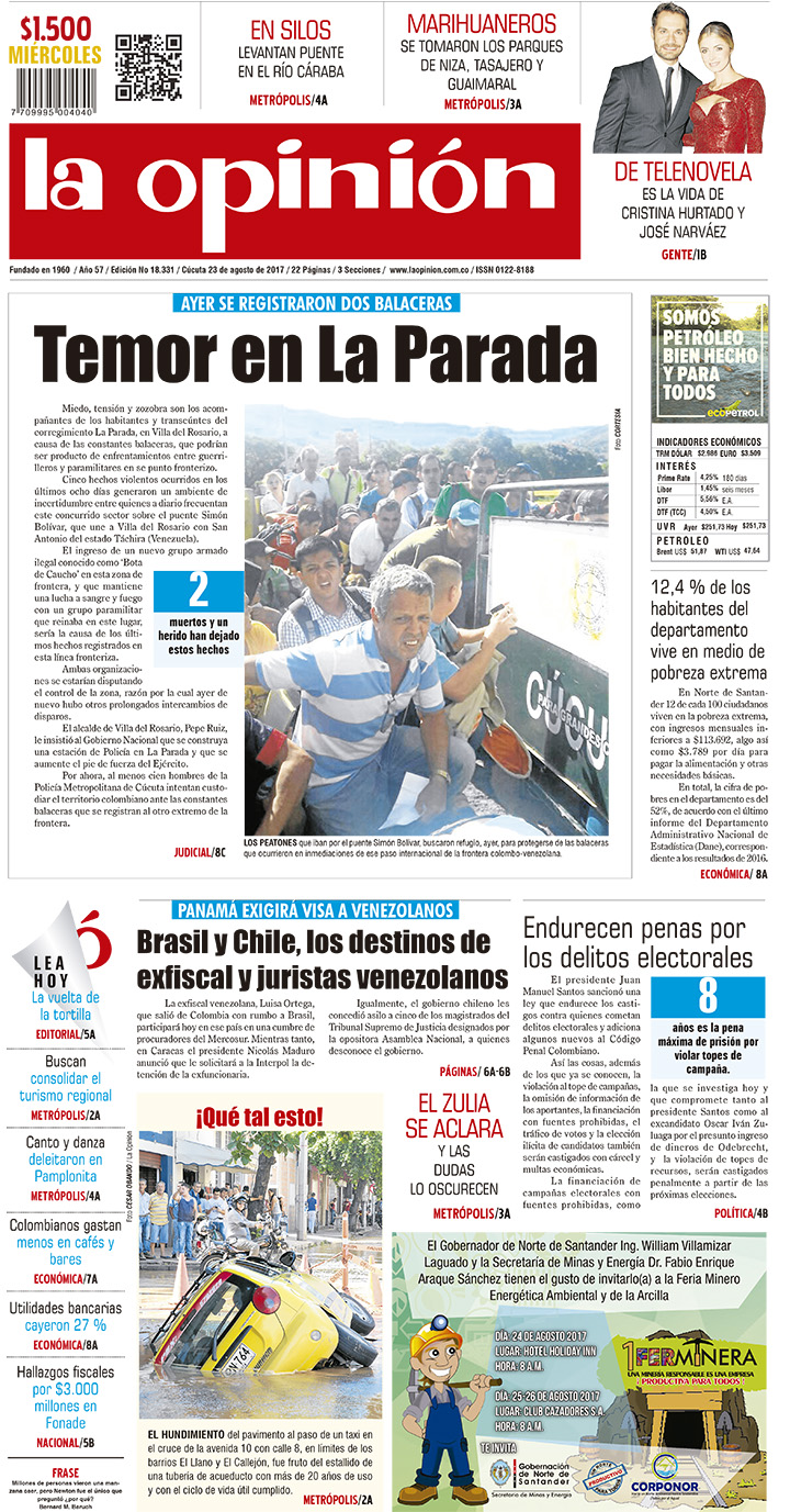 | En 2017, el miedo, la tensión y la zozobra se apoderaban de los habitantes de Villa del Rosario, tras los enfrentamientos entre guerrilleros y paramilitares en La Parada.