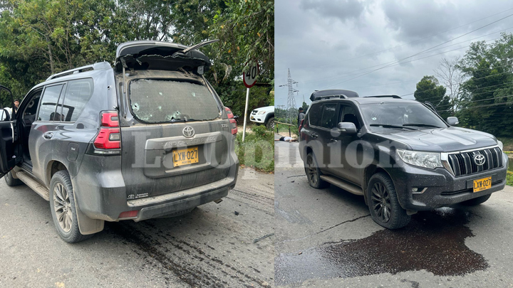 La camioneta quedó atravesada sobre la vía 