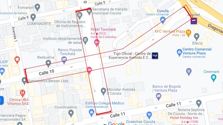¡Ojo! Cerrarán vías esta noche en el centro de Cúcuta./Foto: Cortesía