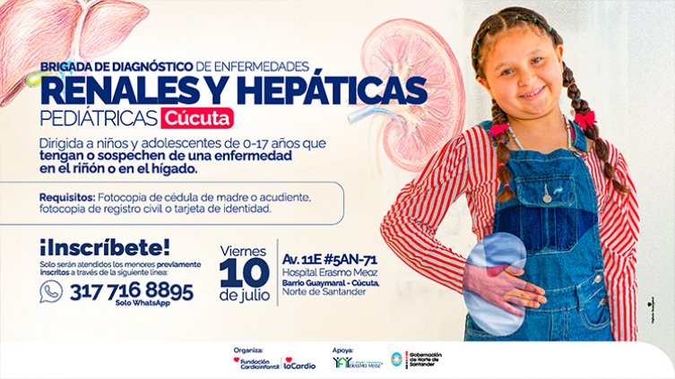 Están abiertas las inscripciones para la Tercera Brigada de Diagnóstico de Enfermedades Renales y Hepáticas Pediátricas