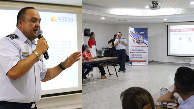 El coronel Carlos Otálora, director comercial de Satena, se reunió con empresarios y gremios del turismo, en Cúcuta. / Foto: cortesía Cámara de Comercio para La Opinión