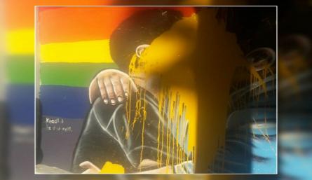 El mural se había empezado a pintar el pasado sábado en el parque Antonia Santos. / Cortesía/ La Opinión 