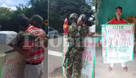 Soldado recibió una gran sorpresa de su padre.