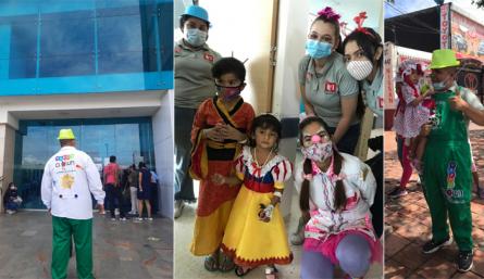 Acompañados por estudiantes de Licenciatura en Educación Infantil de la Universidad Francisco de Paula Santander (UFPS), los integrantes de Happy Clown por un Sueño visitaron a los infantes y les brindaron un rato ameno. / Foto: Cortesía