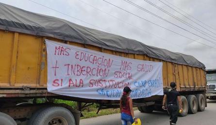 Campesinos protestaron hoy en el catatumbo por el reinicio de la erradización de cultivos de coca./Foto cortesía