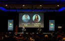 Los economistas Luis Fernando Mejía y Paula Escobar Correa durante un conversatorio, en la décima edición del Premio Antonio Restrepo Barco. /  Foto cortesía