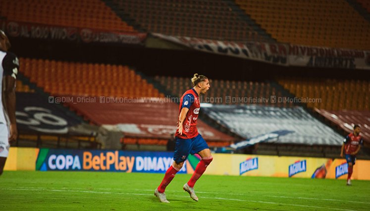 Agustín Vuletich celebra su gol ante Junior en la Copa Colombia./ Foto: Prensa Independiente Medellín