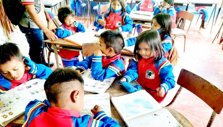 Los niños u’wa empiezan el año escolar de manera presencial y sin casos de COVID-19. / Foto: Cortesía.