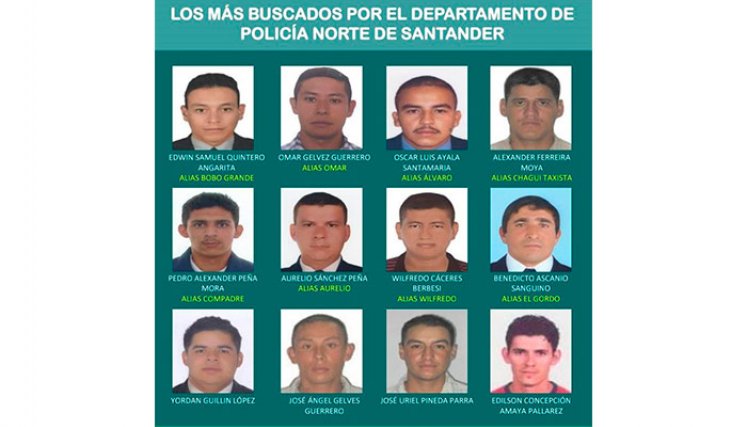 Doce hombres integran el cartel de los más buscados en Norte de Santander.