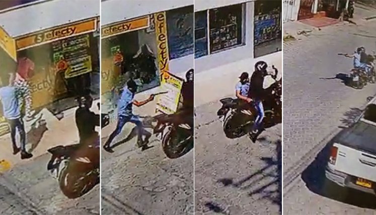 En las cámaras de seguridad quedó grabado el doble asesinato de Gabriel Ernesto y Yaneth Clarisa Castrillón, en el barrio Niza./ Foto: Captura de video