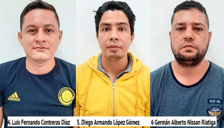 4. Luis Fernando Contreras Díaz 5. Diego Armando López Gómez 6 Germán Alberto Nissan Riatiga.