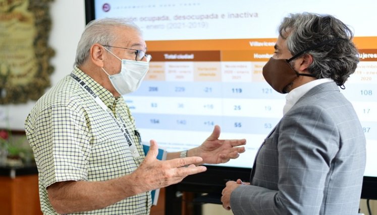 El alcalde de Cúcuta, Jairo Yáñez y el director del DANE, Juan Daniel Oviedo. Foto Cortesía