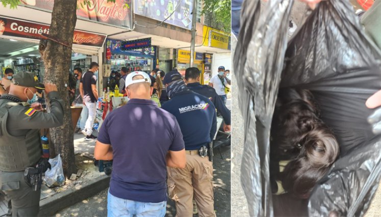 A un hombre le hallaron 3 kilos de cabello, el cual le fue decomisado. / Foto: Policía