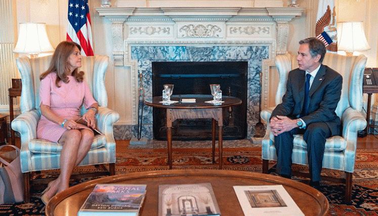 Reunión de la Vicepresidente y Canciller designada, Marta Lucía Ramírez con el Secretario de Estado de Estados Unidos, Antony Blinken. / Fotos Colprensa-Cortesía Departamento de Estado