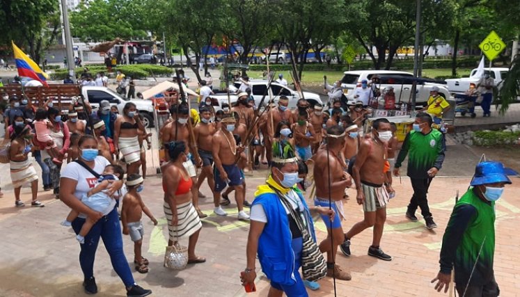 Sin violencia finalizó la marcha de los indígenas Barí en Cúcuta./Foto: La Opinión