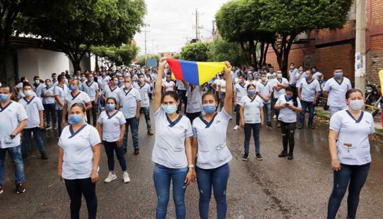 Plantón de Corpomoda por paro nacional 