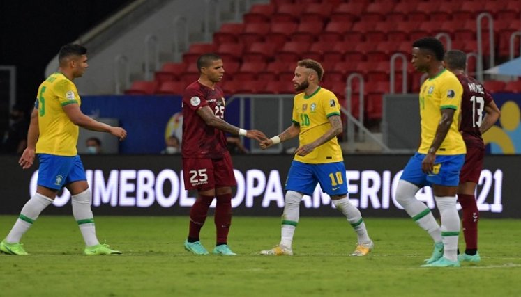 Pálido triunfo de Brasil ante una Venezuela diezmada en el debut de la Copa América./Foto: AFP