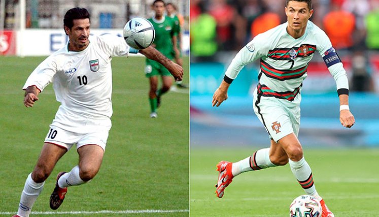 Ali Daei (izquierda) y Cristiano Ronaldo. 