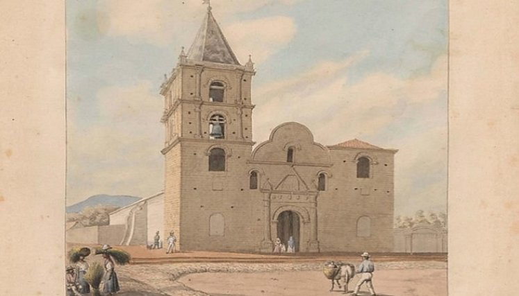 La única fotografía que existe del original Templo Histórico es de una pintura de Carmelo Fernández, del siglo XIX./Foto: archivo