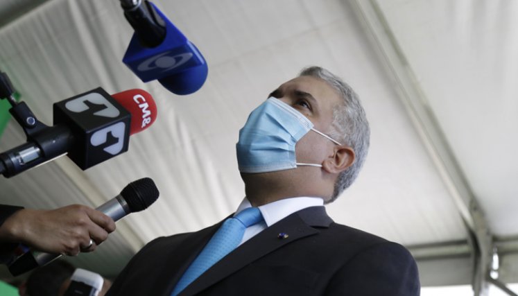 Para Duque, “la sociedad no puede tener conversaciones con personas encapuchadas”, a la vez que reiteró que todas las jornadas de protesta su gobierno ha dado las garantías para que los distintos sectores se pronuncien libremente. / Foto: Colprensa
