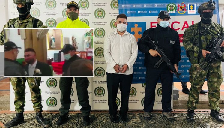 El CTI de la Fiscalía, con apoyo del Ejército Nacional y la Policía Nacional, capturó a ‘Machete’ en la iglesia de Uramita, minutos antes de iniciar la ceremonia. / Foto: Fiscalía