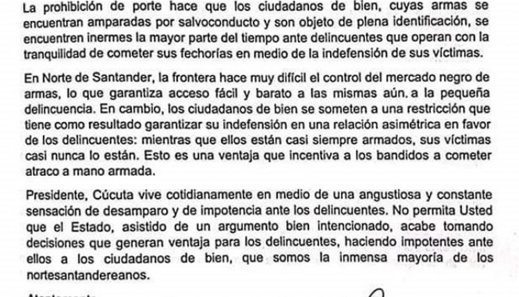 Petición porte legal de armas.