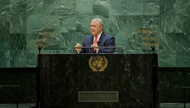 El presidente Iván Duque  durante su intervención ante la 76° edición de la Asamblea General de la  ONU./ Foto Colprensa