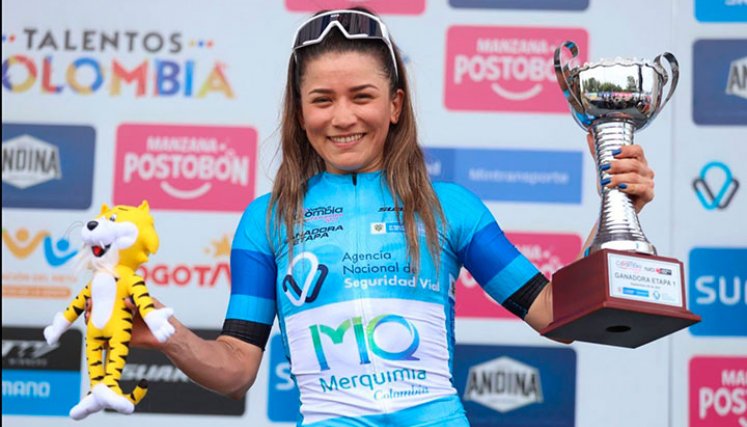 Lilibeth Chacón, primera líder de la Vuelta a Colombia 2021. 