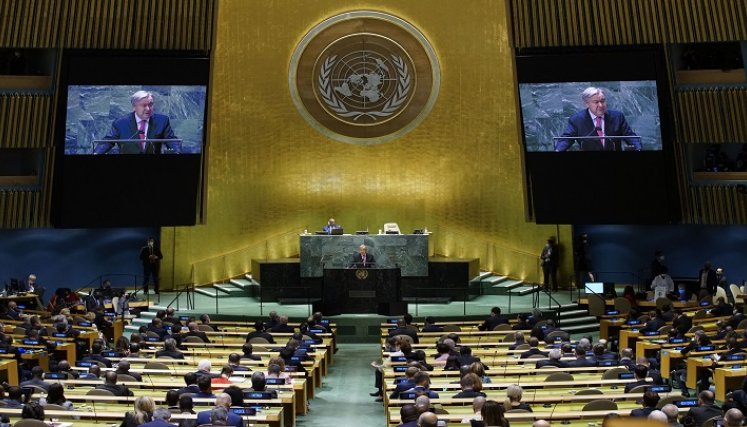 El secretario general de las Naciones Unidas, Antonio Guterres, se dirige al 76 ° período de sesiones de la Asamblea General de la ONU. /AFP