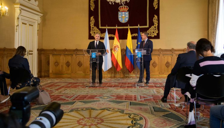 Tras la visita del presidente Iván Duque a la la comunidad gallega en España, el Mandatario de esa Comunidad, Alberto Núñez Feijoo manifestó su disposición de ampliar la inversión extranjera directa en Colombia, a través de las empresas que ya hacen presencia en el país e impulsando que nuevas lo hagan. / Foto: Colprensa 