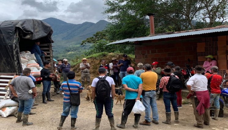 Los agricultores recibieron los insumos para los cultivos de frijol. Foto: Cortesía/La Opinión.