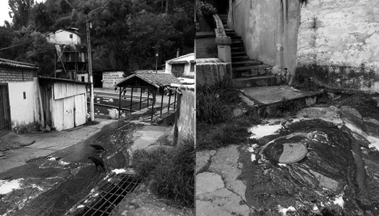 Por las tapas salió agua con sangre que corrió por la calle y el puente de Chíchira. / Foto: Cortesía / La Opinión