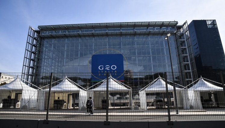 Vista general del Centro de convenciones "La Nuvola", antes de la Cumbre de Líderes Mundiales del G20. / AFP