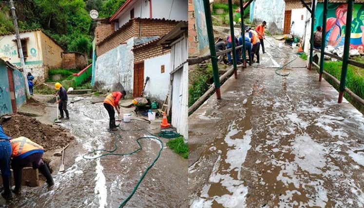 Empopamplona le hizo aseo al sector contaminado. Foto: Cortesía/La Opinión.