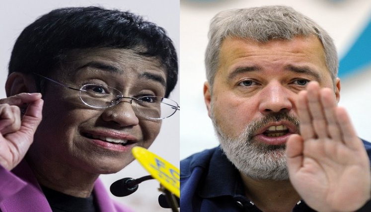  Maria Ressa, de Filipinas, y Dimitri Muratov, de Rusia