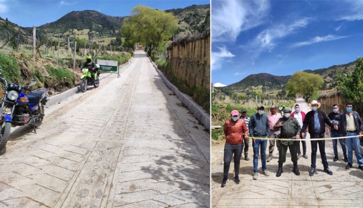 El alcalde, Carlos Flórez, dio al servicio la placa huella de la vía al Molino. Foto: Cortesía/La Opinión.