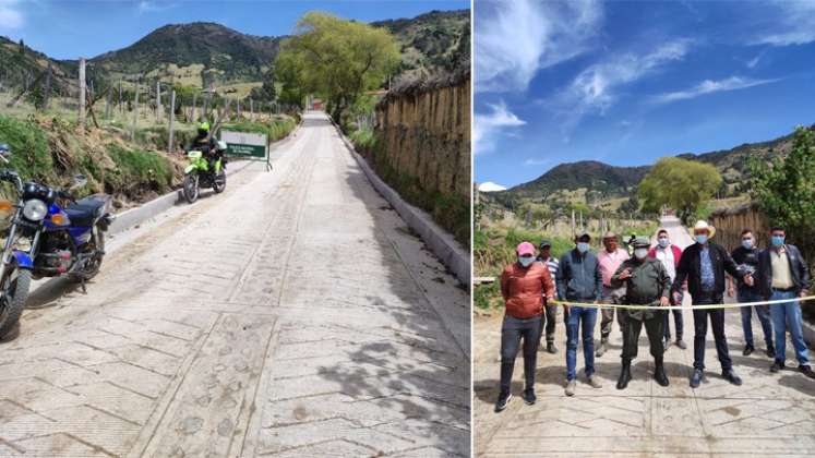 El alcalde, Carlos Flórez, dio al servicio la placa huella de la vía al Molino. Foto: Cortesía/La Opinión.