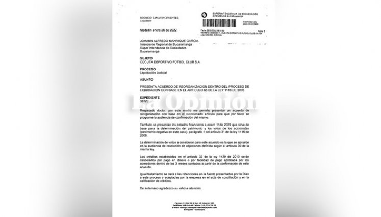 Reorganización empresarial del Cúcuta Deportivo