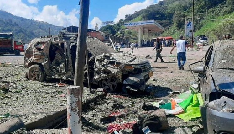 Dos muertos y tres heridos deja atentado a Policía en Cañasgordas./Foto: Colprensa