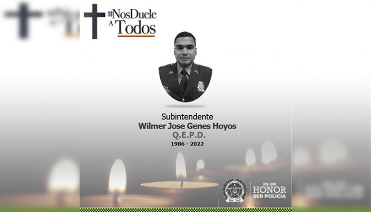 El uniformado asesinado fue identificado como Wilmer José Genes Hoyos./Foto: Colprensa