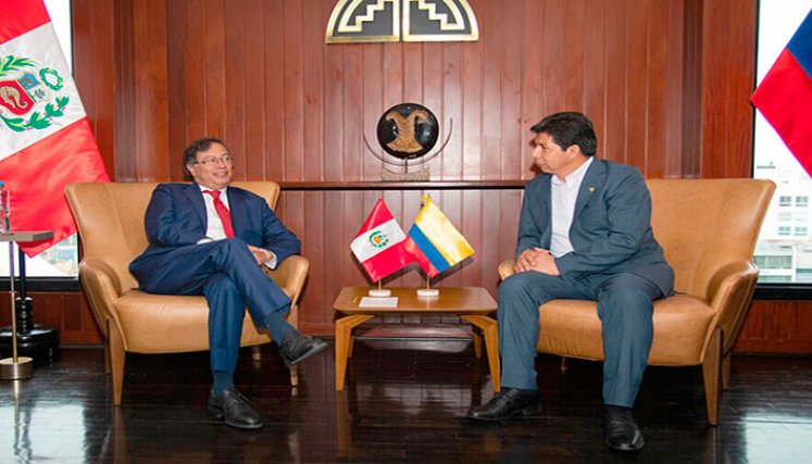 Reunión del presidente Gustavo Petro, en Lima, con el presidente del Perú, Pedro Castillo.