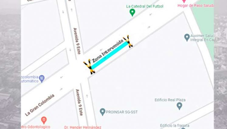 En este tramo de la avenida Gran Colombia se producirá el cierre vial./Foto cortesía