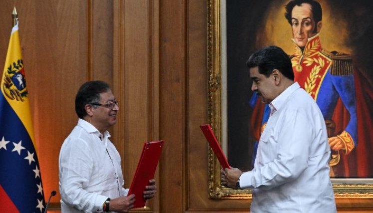Los presidentes de Colombia, Gustavo Petro, y Nicolás Maduro, de Venezuela, se encontraron en el vecino país./Foto Presidencia de la República
