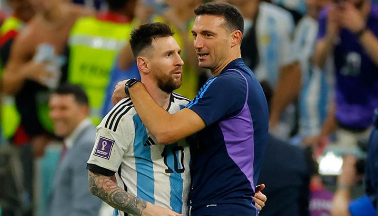 Lionel Messi y Lionel Scaloni. 