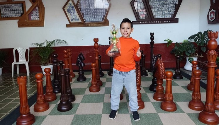 Jhojan Anavitarte, campeón Nacional Sub-8, en el torneo que se llevó a cabo en Vélez.