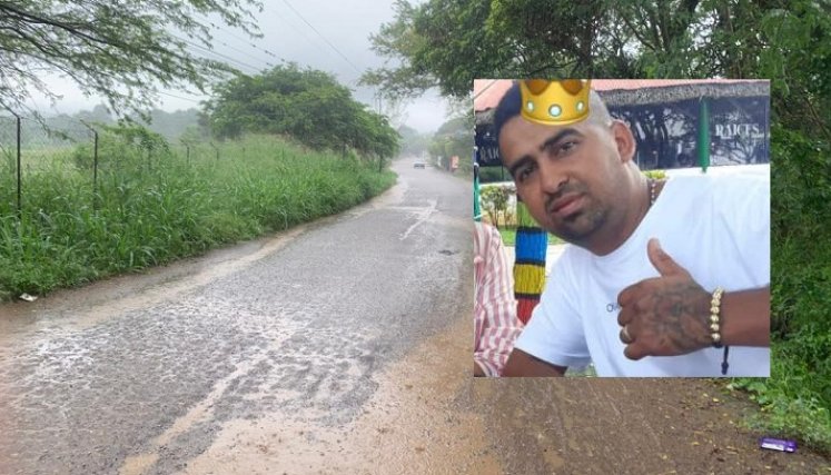 En este tramo de la carretera, desolado y donde hay unos cultivos de arroz, encontraron al hombre.
