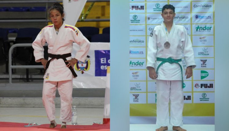 Maryuri Ureña y Pablo Sanabria, yudocas nortesantandereanos que se destacan en el Open de Judo en Medellín.