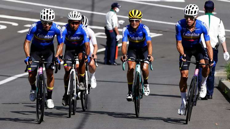 Sergio Higuita, Nairo Quintana, Esteban Chaves y Rigoberto Urán. 